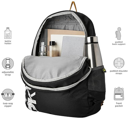 Skybags Casual Standard Backpack 28L, 2 Main Compartments, Bottle Pocket, Front Pocket, Padded Shoulder Straps | Black
