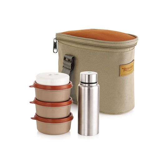 Rishabh Stellar Premium Insulated Picnic Set with 4 Leak-Proof Stainless Steel Containers - Microwave-Safe