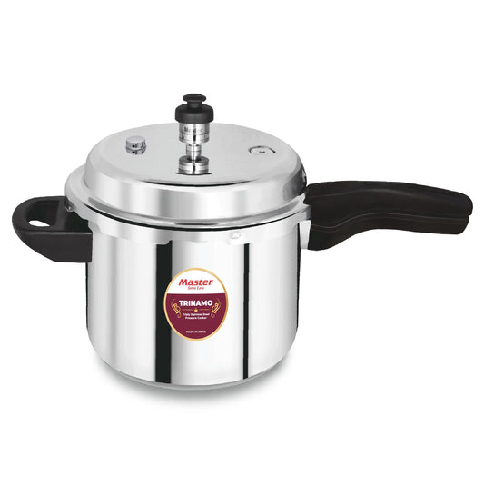 Master Trinamo 3 Liter Tri Ply Pressure Cooker Outer Lid | Cooks for 3-4 Person Meal | Premium Bakelite Safe Grip Handle | Induction Base & Gas Stove Compatible