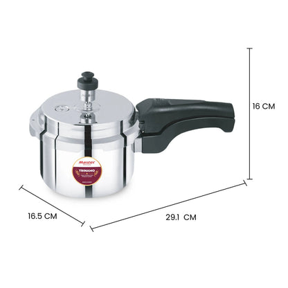 Master Trinamo 1.5 Liter Tri Ply Pressure Cooker Outer Lid | Cooks for 1-2 Person Meal | Premium Bakelite Safe Grip Handle | Induction Base & Gas Stove Compatible