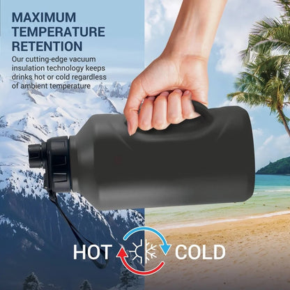 Milton Torrent 2200 Thermosteel Insulated Water Bottle, 2300 ml, Black | Easy Grip | Leak Proof | Hot or Cold | School | Travel Bottle