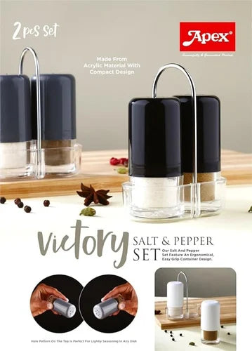 Apex Victory Salt & Pepper Dispenser Set – 2 Pcs Acrylic Seasoning Shaker