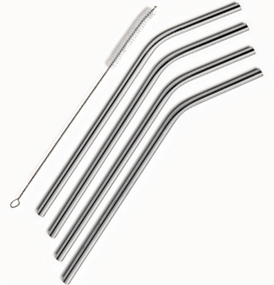 Four Inch Straw Stainless Steel Drinking Straw, Reusable Straws with Brush, 4 Straws A ...