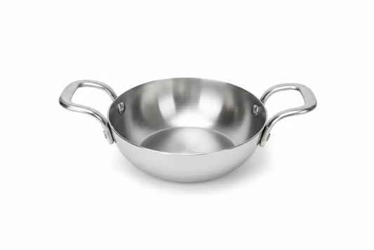 Vikas Cookware Tri-Ply Mini Kadai for Tadka & Small Meals: Surgical-Grade Stainless Steel Pan with Aluminum Core for Even Heating – Induction Cookware