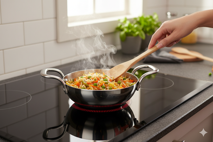 Vikas Cookware Tri-Ply Mini Kadai for Tadka & Small Meals: Surgical-Grade Stainless Steel Pan with Aluminum Core for Even Heating – Induction Cookware
