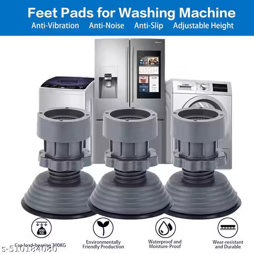 Anti Vibration Pads for Washing Machine – 4 Pieces Adjustable Height | Noise Reduction, Floor Protection & Anti-Skid Pads for Washing Machine, Refrigerator, Dryer & Appliances – Made in India