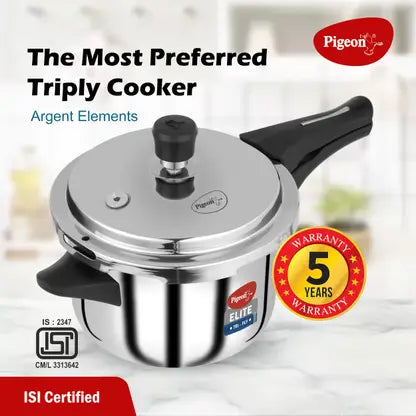 Pigeon Elite Shine and 5 L Outer Lid Induction Bottom Pressure Cooker  (Triply)