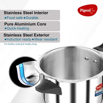 Pigeon Elite Shine and 5 L Outer Lid Induction Bottom Pressure Cooker  (Triply)