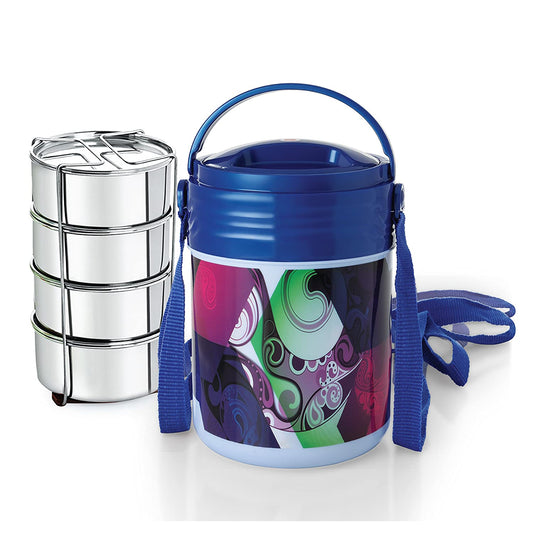 Cello Meal Kit Stainless Steel Lunch Box Set, 355ml, Set of 4, Blue