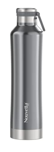 Nouvetta Jet Double Wall Stainless Steel Flask Bottle, 1000 ml - 1LTR, Grey