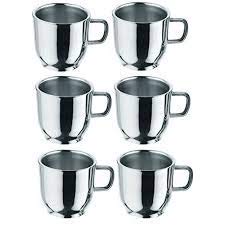 MANSI Stainless Steel 6 Pcs Set Heavy Gauge Double Walled Tea/Coffee/Milk Cup - Best for Home