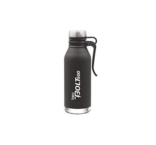 TREO by Milton Bolt with Hook Thermosteel Hot &amp; Cold Bottle 500 ml, Black