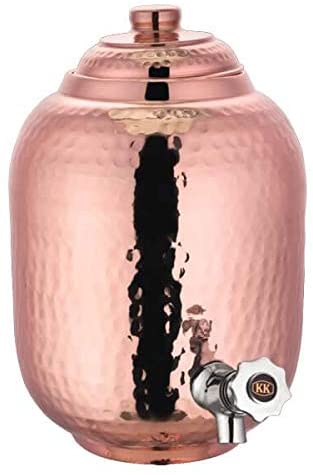 Saga 12 liter  Copper Hammered Water Storage Pot Tank Dispenser matka