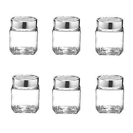 Treo Cube Storage Glass Jar, Set of 3/6 180 ml, Transparent - 6PCS