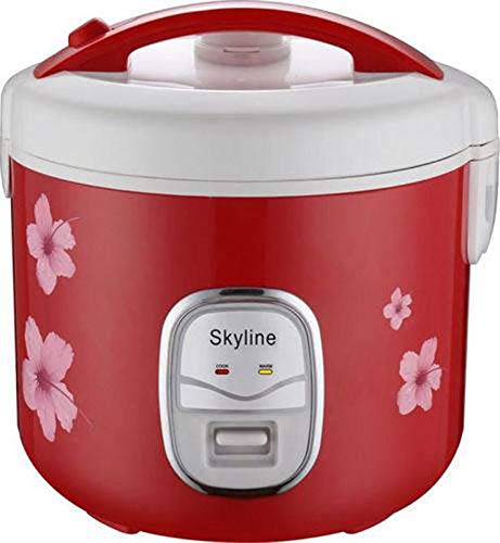 Skyline VT-9060 Electric Rice Cooker with Steaming Feature (1.8, Red)