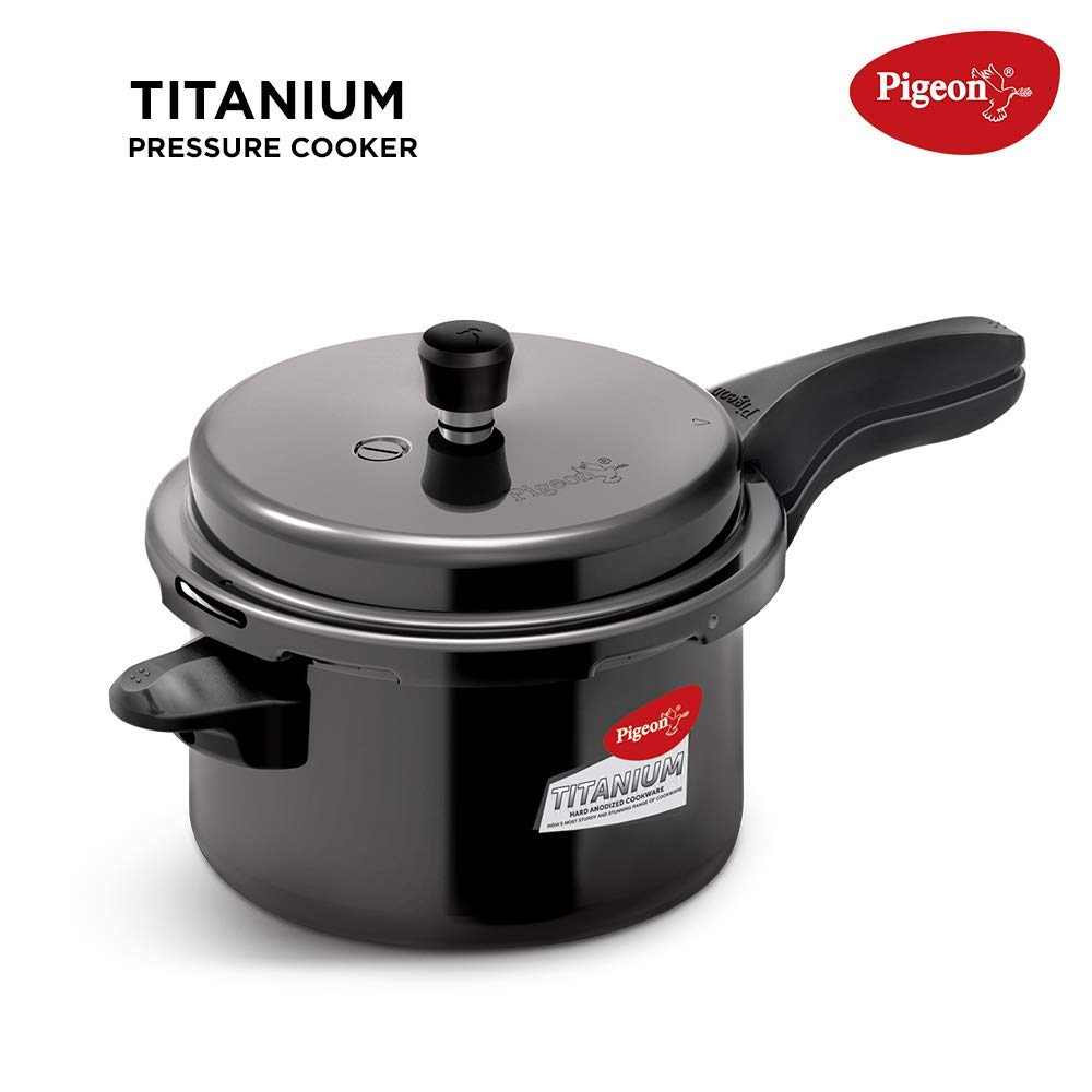 Pigeon Titanium 3 Ltrs/5Ltr Pressure Cooker - BlacK - 5LTR