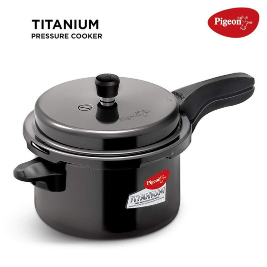 Pigeon Titanium 3 Ltrs/5Ltr Pressure Cooker - BlacK - 3LTR