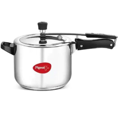 Pigeon Inox Stainless Steel Pressure Cooker 3L Induction Bottom 2L/3L/5L Induction Bottom Pressure Cooker  (Stainless Steel) - 5LTR