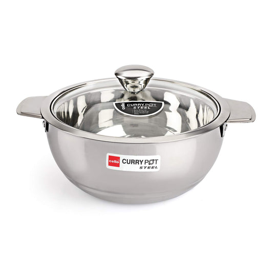 Cello Big Stainless Steel Curry Pot, Silver