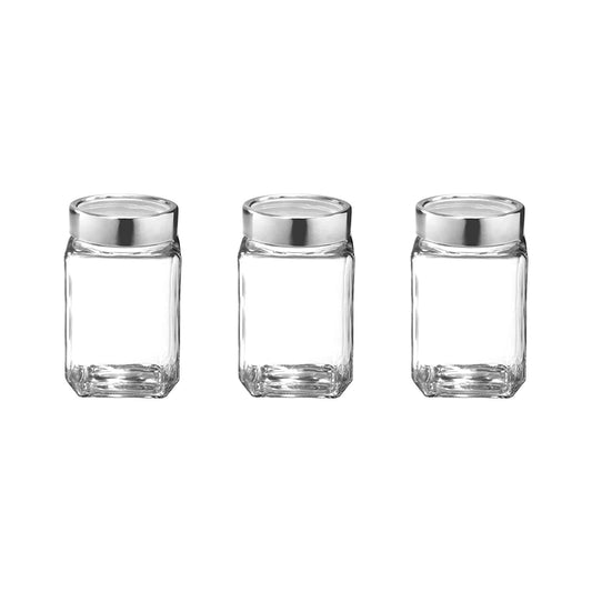 Treo Cube Storage Glass Jar, Set of 3/6 180 ml, Transparent - 3PCS