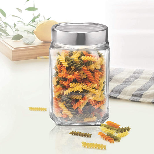 Treo Cube Storage Glass Jar, 580/800/1000/1200/1800/2250 ml, 1 Pc, Transparent - 800ml