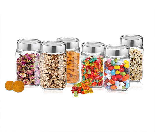 Treo Cube Storage Glass Jar, Set of 3/6, 310 ml - 6PCS