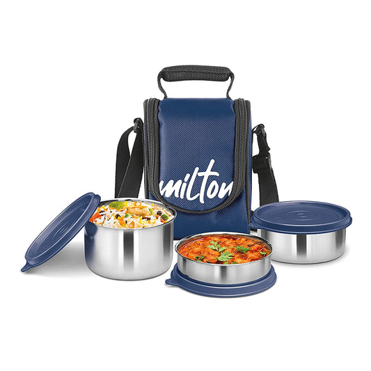 Milton Tasty 3 Stainless Steel Lunch Box - Blue