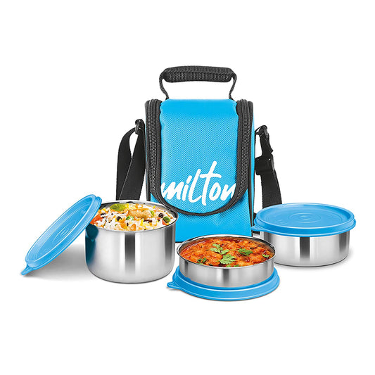 Milton Tasty 3 Stainless Steel Lunch Box - Sky Blue