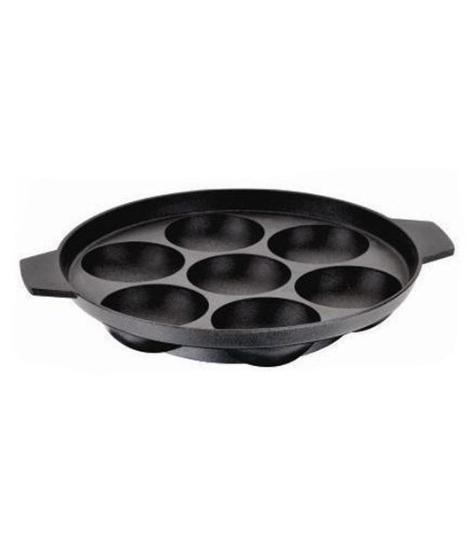 Bright Non Stick Appam Patra With Seven Cavities With Free Wooden Spatula And Plastic Scrubber