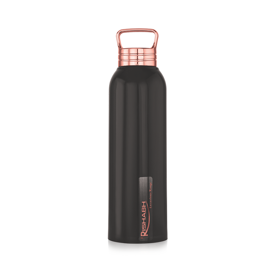 Rishabh Steelo  Insulated Steel Inner Water Bottle 1000Ml - 700ml, Black