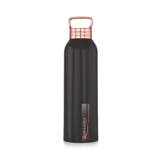 Rishabh Steelo  Insulated Steel Inner Water Bottle 1000Ml - 700ml, Black