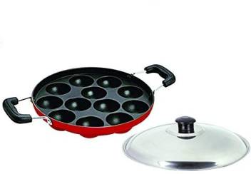 Sathi Non-Stick 12 Cavity Appam Patra/Paddu Maker Carry Handle with Lid (Aluminium, Non-stick)