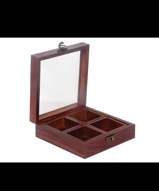 Tibros Wooden Condiment Set-4 Compartments