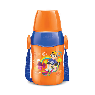Milton Steel Whizz 400/600/900 Insulated School Kids Bottle with Inner Steel - 400ml, Orange