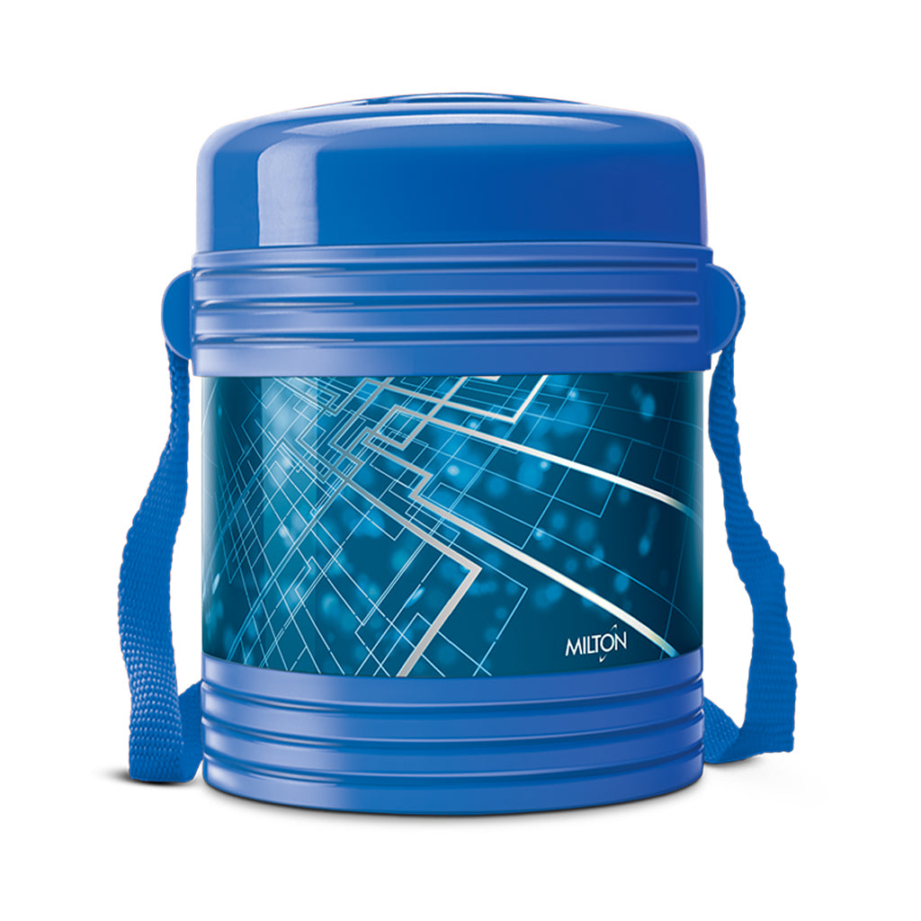 Milton Vector Deluxe 3 Plastic Leak Lock Tiffin Box Set, 3-Pieces - Blue