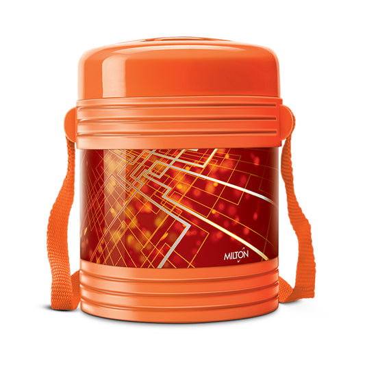 Milton Vector Deluxe 3 Plastic Leak Lock Tiffin Box Set, 3-Pieces - Orange