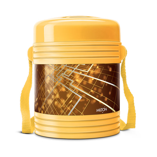Milton Vector Deluxe 3 Plastic Leak Lock Tiffin Box Set, 3-Pieces - Yelloow